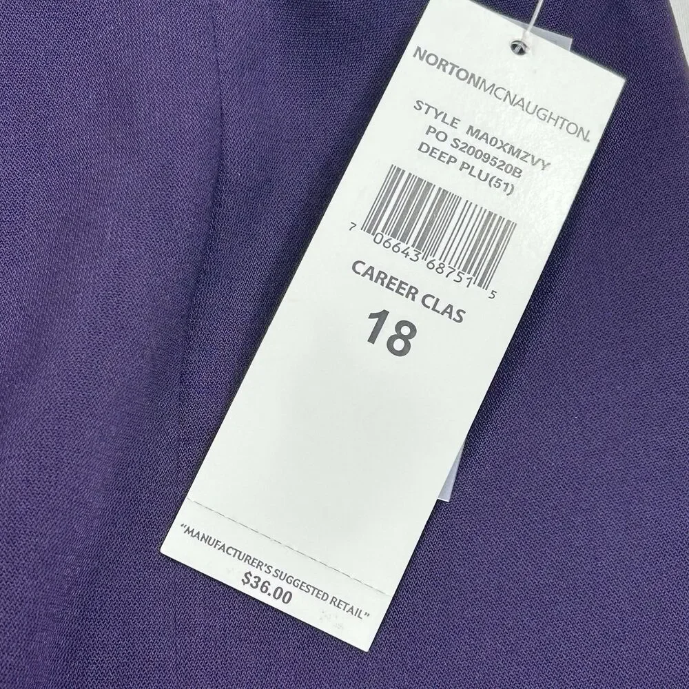 Norton McNaughton Womens 18 Pleated Skirt Deep Plum Career Preppy Academia